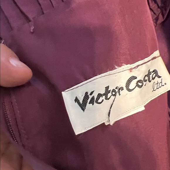 Victor Costa Vintage Plum Taffeta Off-Shoulder Gown Dark Romance Victorian - Picture 12 of 15